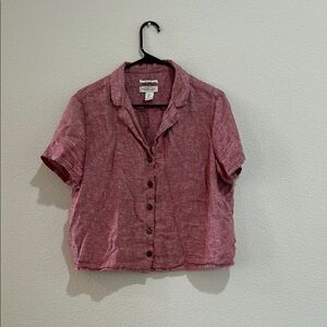 Rachel Zoe Red Short Sleeve Button Down Shirt